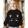 European sizes Children's Cartoon Cat Face Sweatshirt, Daily Casual Comfortable Crew Neck Long Sleeve Top, Kids' Trendy Item