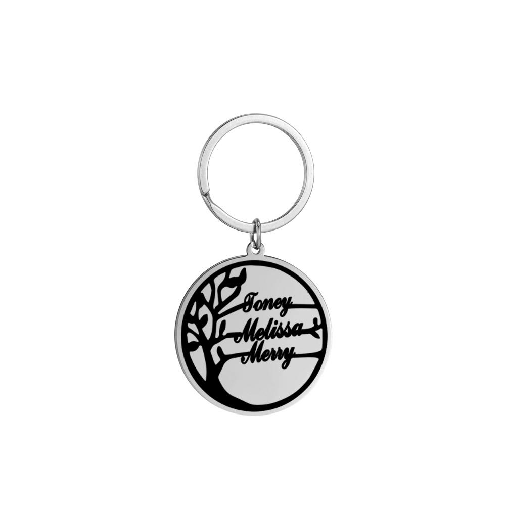 Custom Keychain Personalized Tree of Life Key Chain For Men Stainless Steel Key Ring Jewelry Boyfriend Christmas Gift