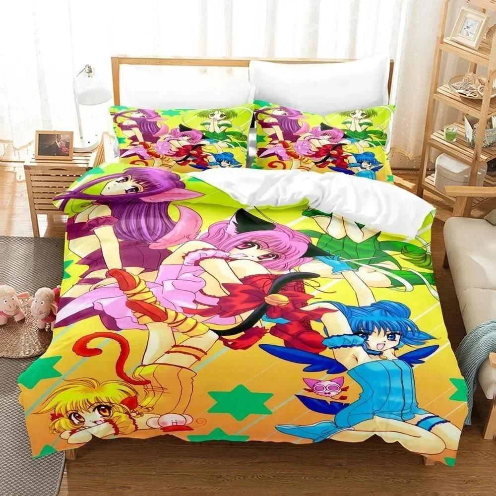 3D-Druck Anime Kawaii Girls Tokyo Mew Mew Bettwäsche-Set Einzelbett Twin Full Queen King Size Bettset Erwachsene Kinder Schlafzimmer Bettbezug-Sets