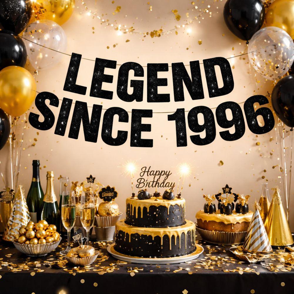 Černý Papírový Legendární Od roku 1996 Banner Girlanda Ručně Vyrobený Šťastné Narozeniny Banner Dekorativní Oslava Párty Scéna Rekvizita Darování