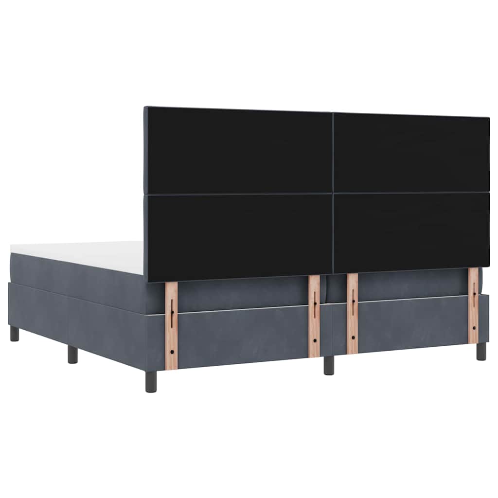 LED Boxspring Bed with Headboard Dark Grey 200 X 200 Cm Velvet