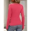 Women S V Neck Long Sleeve Pleated Waist Slim Fit T Shirt