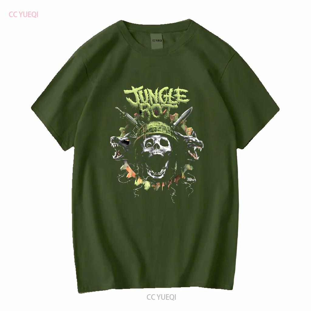 Jungle Rot Band Music Tour Black  Cotton T Shirt Vintage Washed Stretched Fashion Stylish Streetwear Casual Comfortable Unisex