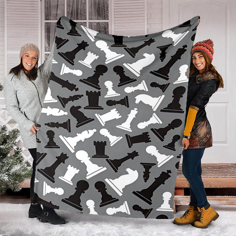 Chess Theme Printed Blanket - Perfect for Couch, Bed, Travel & Outdoor Use | Machine Washable, Cozy & Durable.