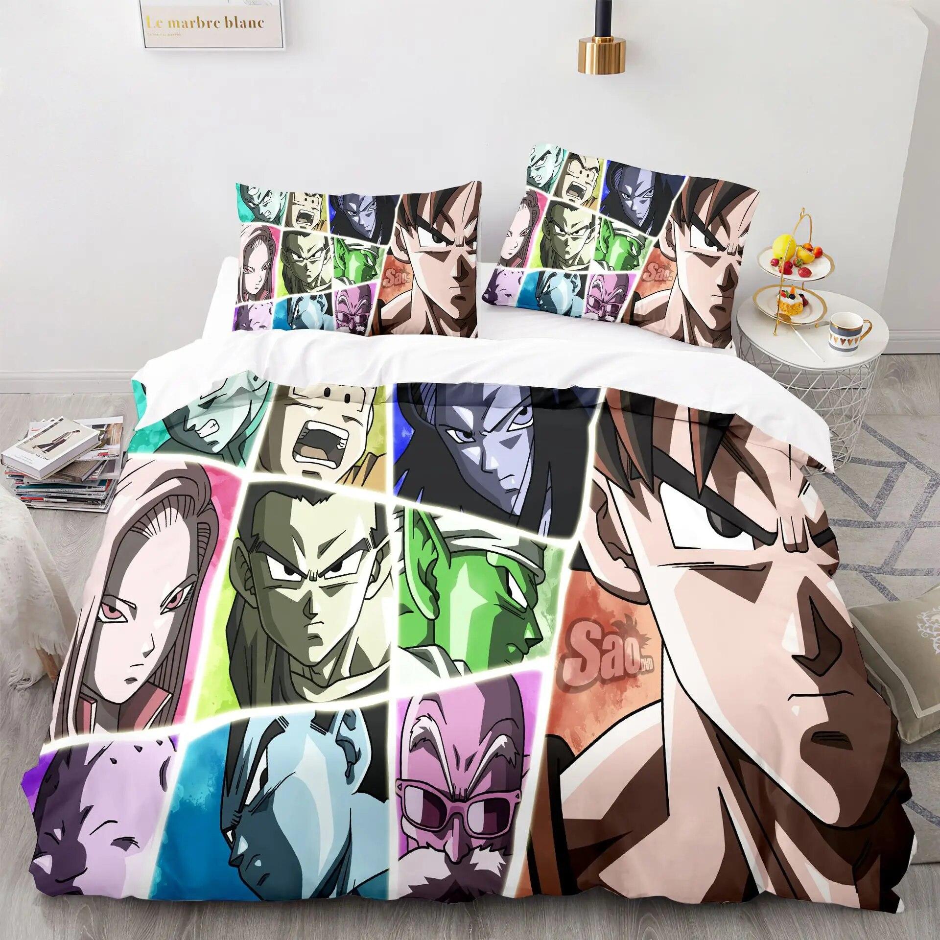 

Набор из 3 предметов Dragon Ball 3D-принтер Dragon Ball супер подарок на день рождения для девочек, детей, мальчиков, пододеяльник 200X200CM--3PC