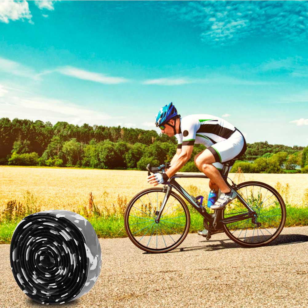 Anti Skid Mountain Bike Handlebar Tapes Bicycle Cycling Handle Bar Wrap (black&white Camo)