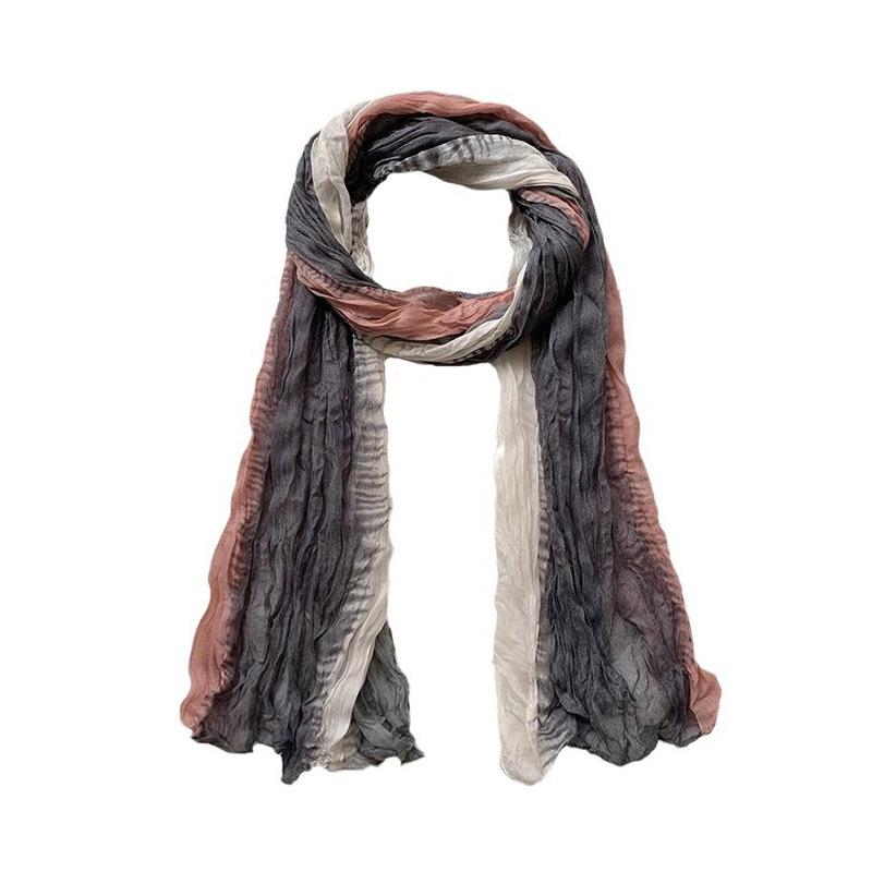Women's Winter High-end Sense of Scarf New Warm and Cold-proof Scarf Versatile Solid Color Wrinkle Scarf Shawl