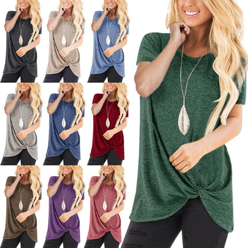 Stylish Women's Tunic Tops Short Sleeve Summer Loose Blouse Plus Size Shirt T-shirt