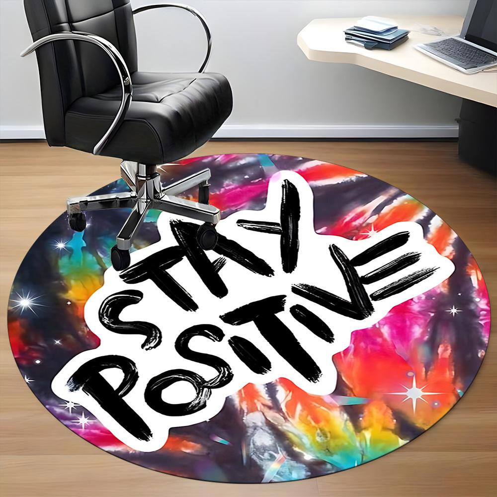 1pc Positive Vibe Chair Carpet for Office, Indoor Non Slip Washable Polyester Fiber Carpet,