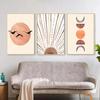 Boho Monstera Palmblatt Wandbilder Sonne Mond Wandposter Liniengeometrie Poster Dekoration Abstrakte Kunst Malerei Wanddeko