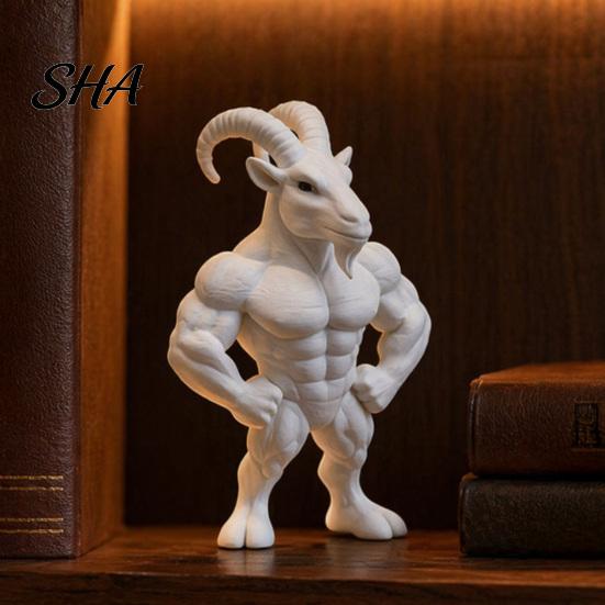 Dekoration für Erzählräume 3D-gedruckte muskulöse Ziegenfigur, Tierfigur Schreibtisch für Nischenkunst Sammlerstück Heim Büro Regal, Lustiges Geschenk für Fitnessstudio-Besucher Liebhaber