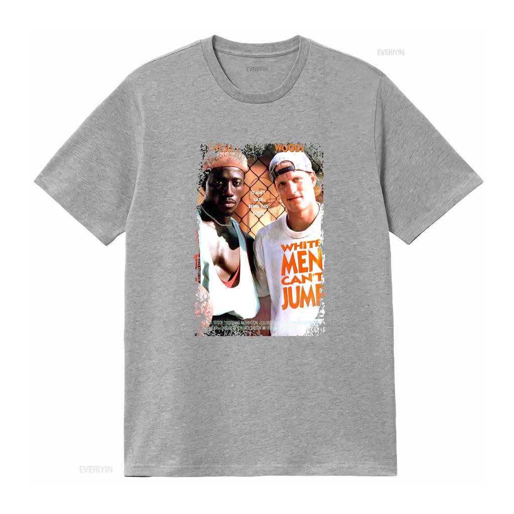 Vintage Retro White Unisex Cant Jump Basketball Movie Print Streetwear Casual T Shirt vintage Washed Versatile Breathable fashion