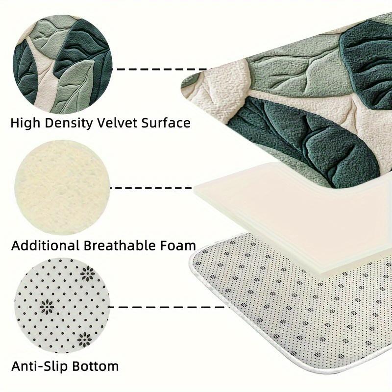 Pattern Leaf Mat Bathroom Green Mat Machine Washable Ideal For Kitchen Entryway And Shower Decor Housewarming Gift Bathroom Kitchen Accessory