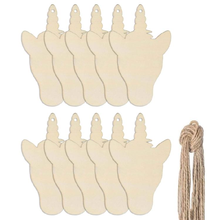 

Unpainted Wood Cutout Hanging Ornaments Unicorns Wood Crafts Label Plaques with Rope 1