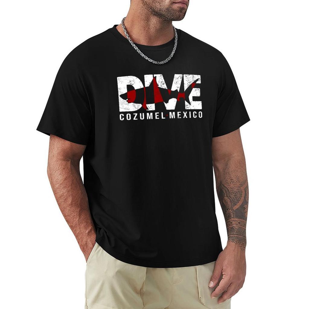 Dive Cozumel Mexico Scuba Diving Shark Design Tshirt Plus Size Street Style Tee