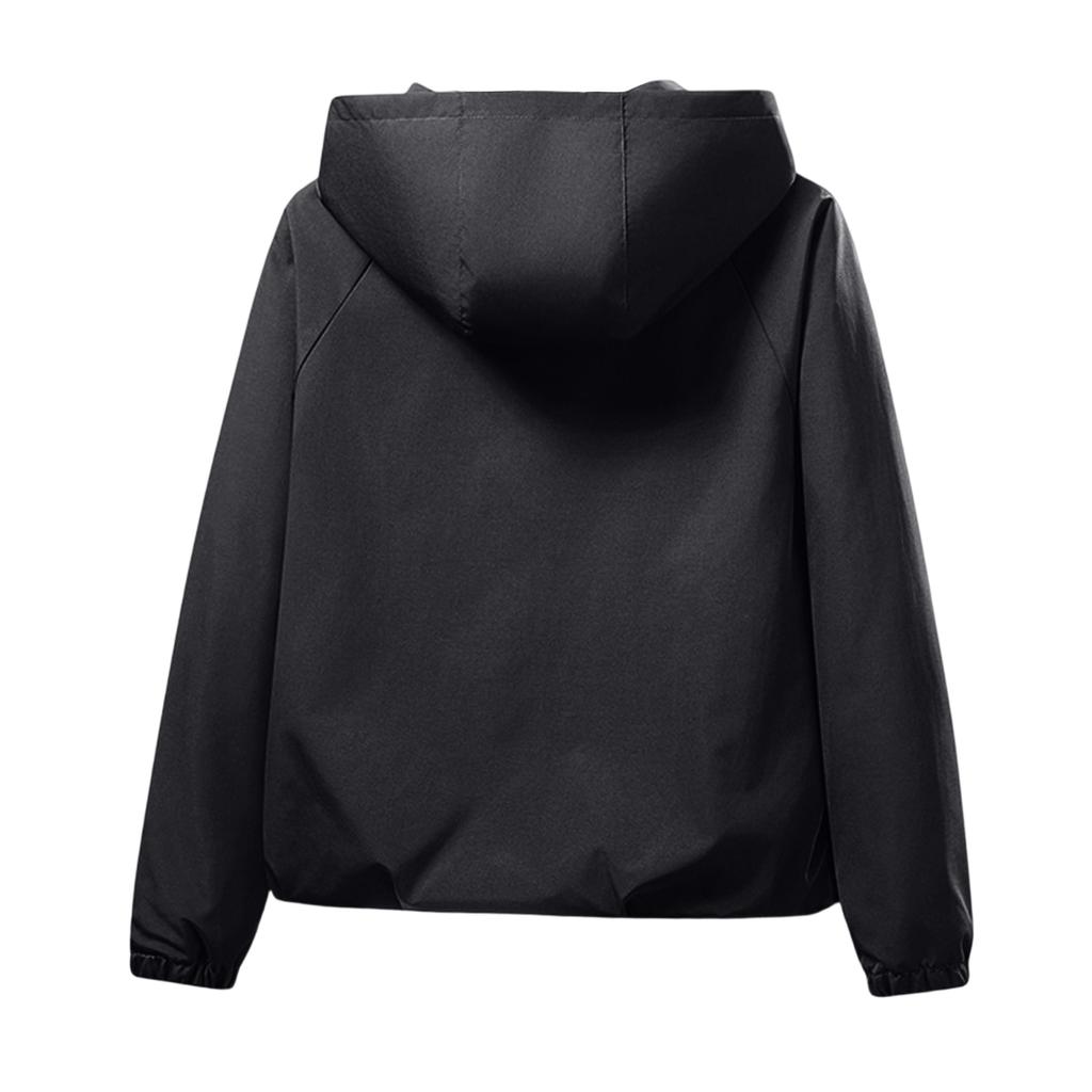 Leichte Kapuzenjacke für Damen, lässige lockere Passform, Outdoor-Windjacke, schlichtes Design, Pendler-Oberbekleidung, einfarbiger Stil, Frühling Herbst