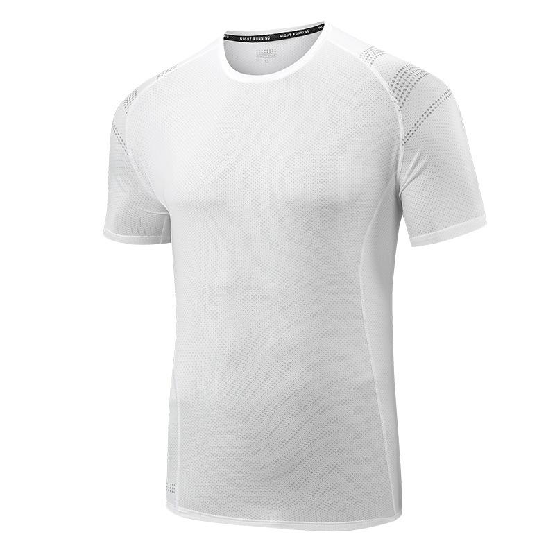 Мужская быстросохнущая короткая футболка с круглым вырезом и спортивным коротким рукавом из ледяного шелка с половиной рукавом 9XL белый