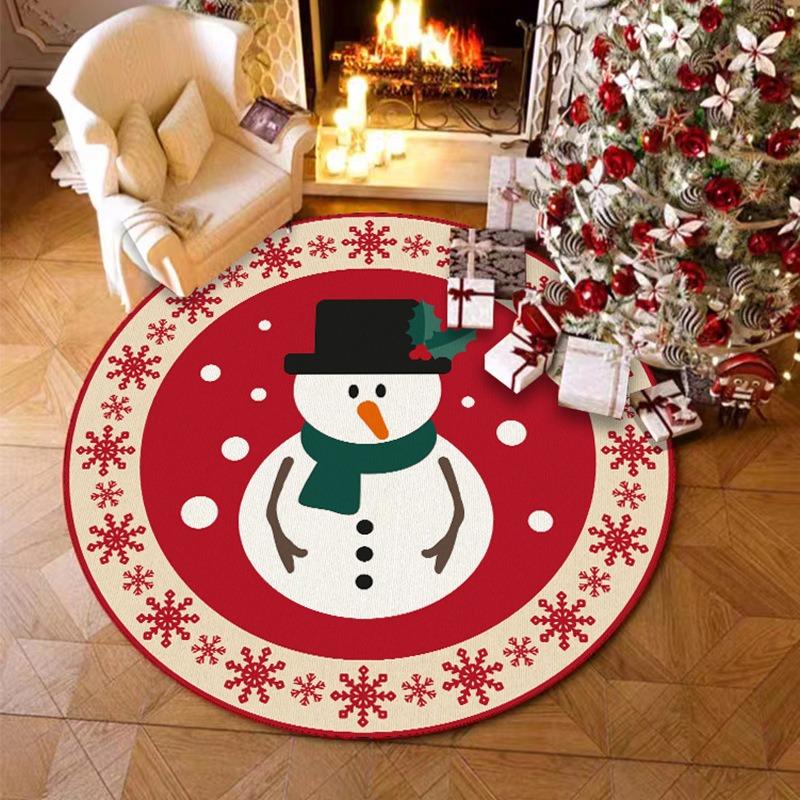 Circular Christmas Carpet Christmas Sled Anti Slip Carpet Decoration Holiday Living Room Bedroom Home Decoration Carpet