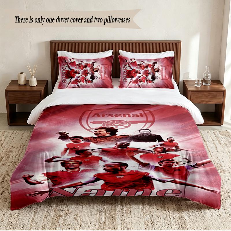 Arsenal Personalized Custom Name 3‑Piece Bedding Set Soft Duvet Cover Set For Bedroom Home Decor