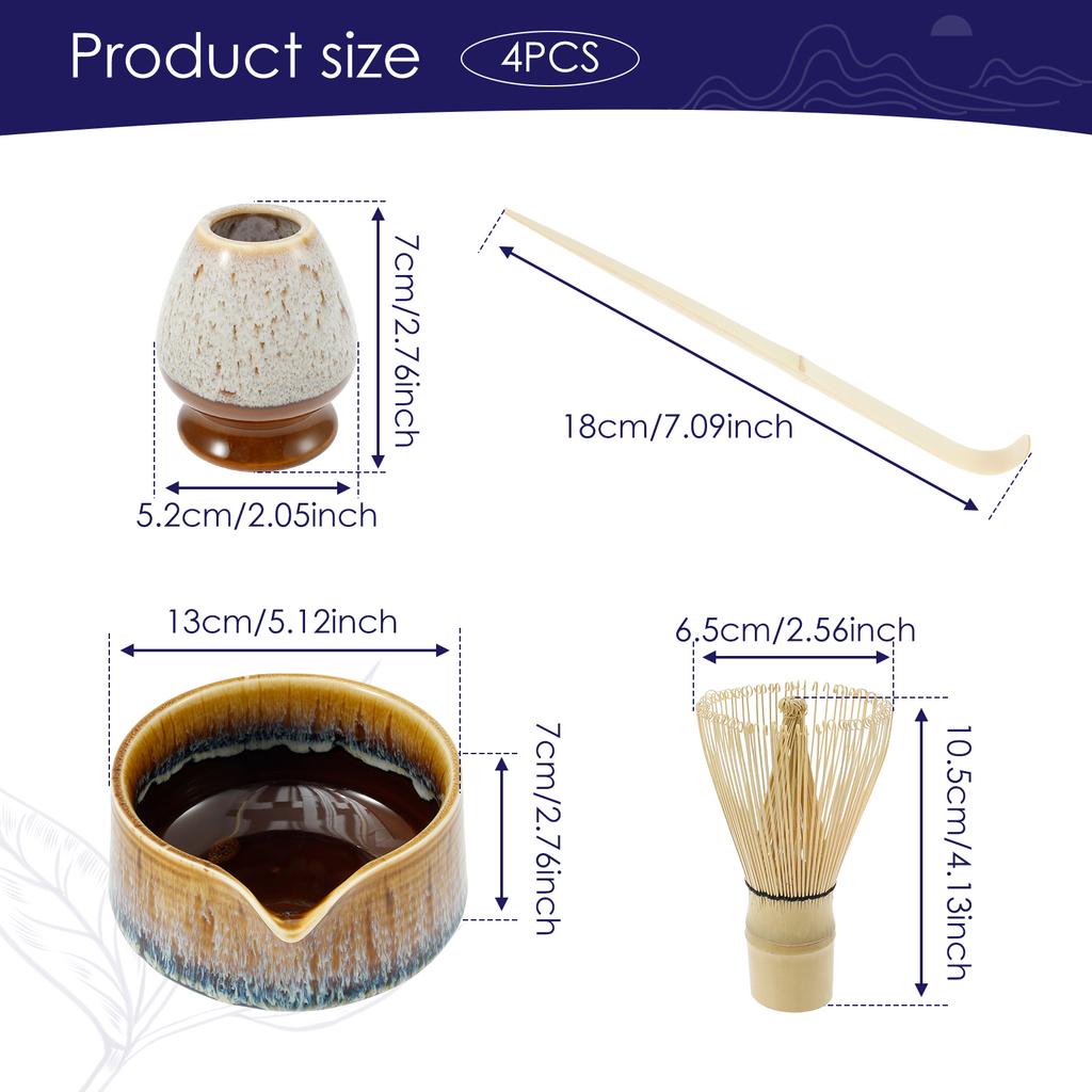 5Pcs Japanese Ceramic Matcha Gift Box Matcha Tea Set With Whisk Spoon And Bowl Sumptuous Grinder Brush Tea Tools High-end