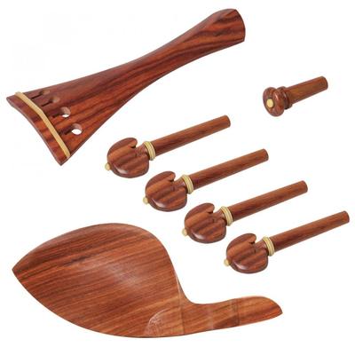Accessori per parti di violino in legno di mogano 4/4 Mentoniera e picchetti per accordatura, cordiera e perno terminale