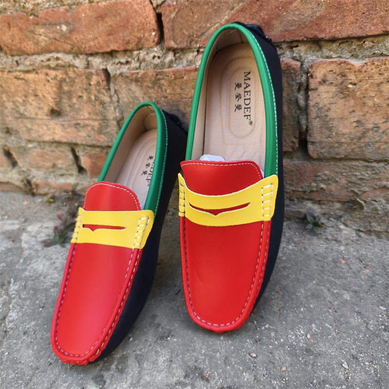 Pánské mokasíny Ručně vyráběné Boty z pravé kůže Ležérní řidičské ploché boty Nazouvací mokasíny Pánské Smíšené barvy Velikost 48 Pánské boty