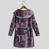 Womens Winter Warm Outwear Print Hooded Pockets Vintage Oversize Coats