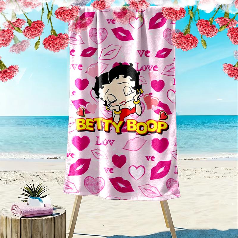 1pc Betty Boop Beach Towel Ideal Birthday Gift For Family, A Vibrant Beach Towel Suitable for Outdoor Activities