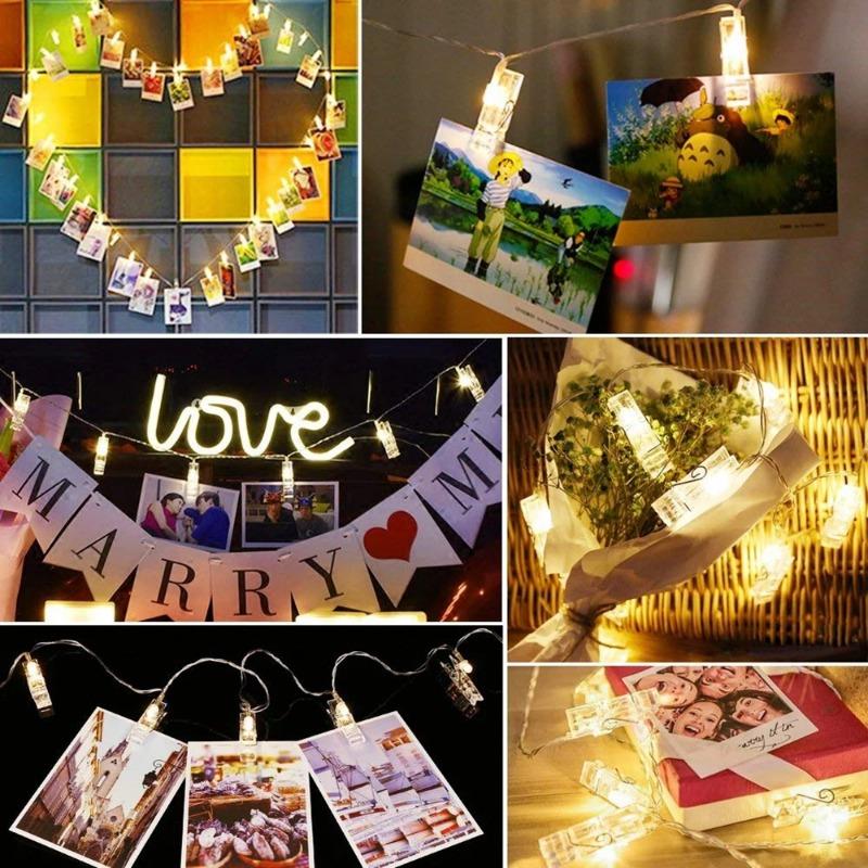 LED Light String with Clip Can Hang Small Card Postcard, New Year, Christmas Anniversary, Picture Decoration, Studio Wall Light String