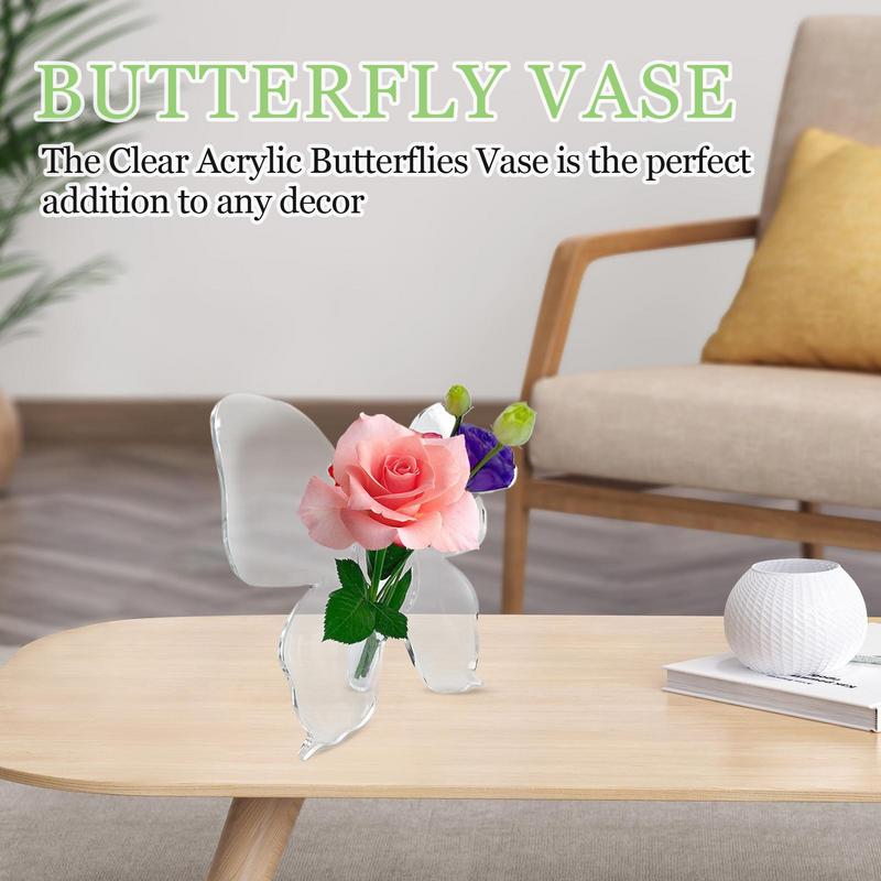 Klarer Acryl-Schmetterlings-Vase Dekorative Acryl-Klare Vase für Zuhause Schmetterlingsförmige Einzelblumen-Vase für Kinder Erwachsene Freunde