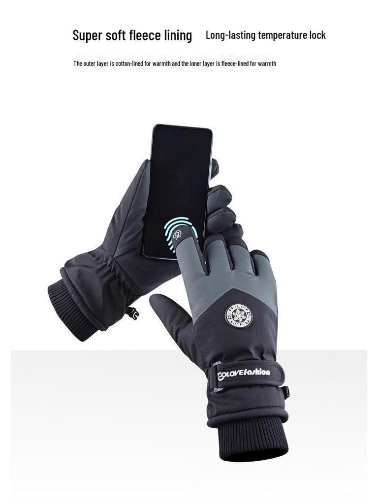Ski & Cycling Warm Touchscreen Winter Windproof Gloves: Thickened Fleece-Lined Gloves for Outdoor Activities