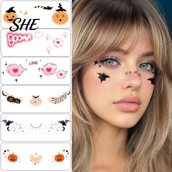 Temporary Makeup Stickers Halloween Face Tattoos, Realistic Waterproof Water Transfer Stickers, Skin-friendly Outdoor Party Art Breathable Body