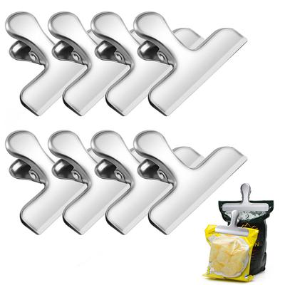 8Pcs Bag Clips 4 Size Stainless Steel Chip Bag Clips Heavy Duty Air Tight Seal Grip Coffee Food Bag Clamps Snack Clips
