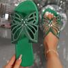 Women's Rhinestone Butterfly Slip-On - Sparkling Open-Toe Faux Cover Slippers with Rhinestone-Adorned Strap,B Party Wedding Beach Shoes