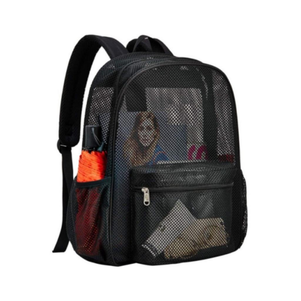 Backpack Schoolbag Shoulder Bag Girls Middle School Student Lightweight Fitness Foldable Large Capacity Mesh Scarf Bag Grid Holes Bag