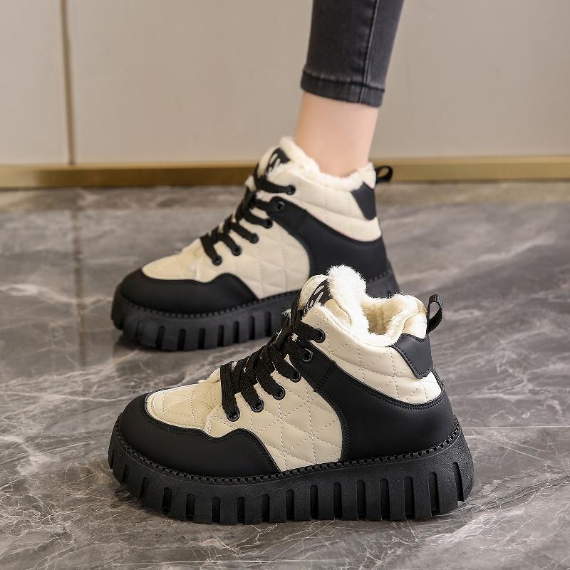 

Broken size large cotton shoes, new winter high-top velvet sneakers, snow boots. 35