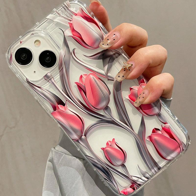 Tulip Phone Case for iPhone 17 Air 16 15 14 11 12 13 Pro Max 16 15 Plus 13 12 Mini X Xs 8 7 Soft Transparent Cover