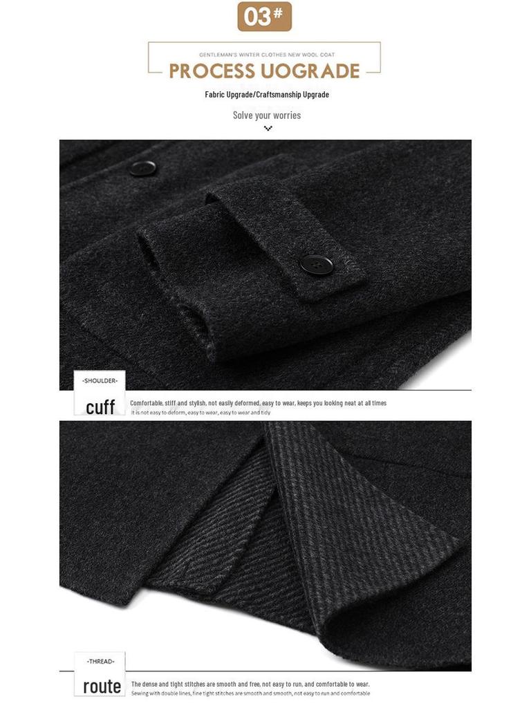 Men's Wool Double-Faced Mid-Length Trench Coat - 2025 Autumn/Winter Collection