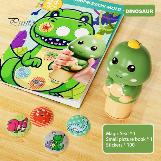 Sticker Stamper Set 100-Page Cute Pattern Stickers Arts And Crafts Fidget Toy Collectible Cartoon Character