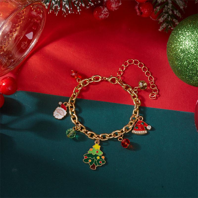 Christmas Santa Claus Metal Link Chain Bracelets for Women Men Candy Snowflake Xmas Tree Elk Drop Bracelets Charm Party Jewelry