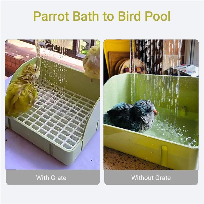 ABJI-Automatic Bird Bath With Pump, Parrot Shower Bath Bathtub For Conures Finches, Lovebirds Water