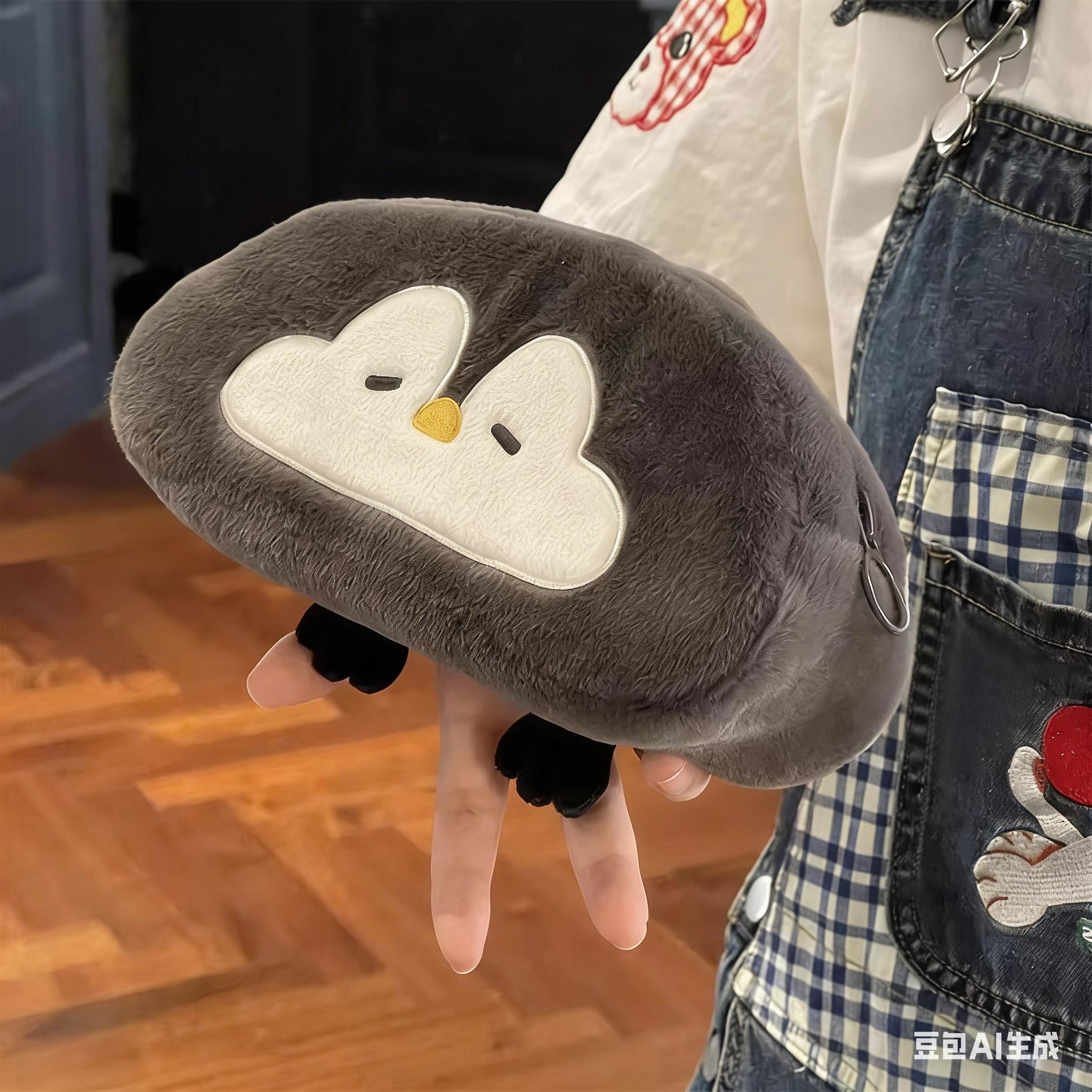 Little Otter Penguin Plush Pen Bag, Large Capacity Pencil Case, Stationery Storage Bag, School Supplies