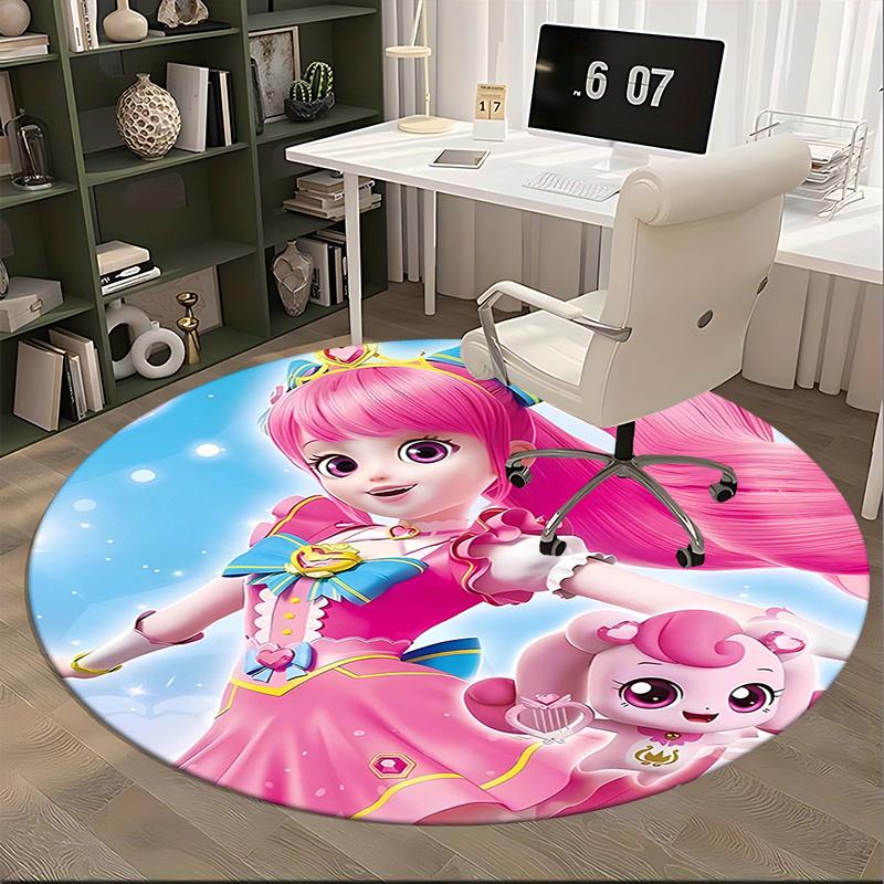 Princess Print,Pink Character Chair mat Round Rug Office carpet, Non slip, Suitable for Living Rooms, Bedrooms decor.1205021a