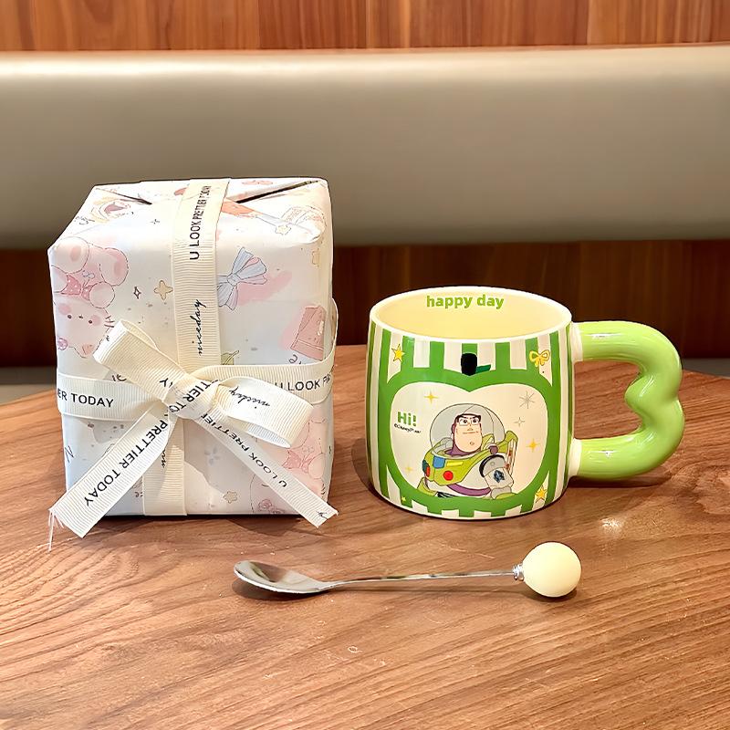 Vysoce hodnotný roztomilý hrnek s Medvídkem Pú pro pár, keramický pohár na vodu, dětský hrnek na mléko a kávu, dárek k narozeninám, dárková krabička