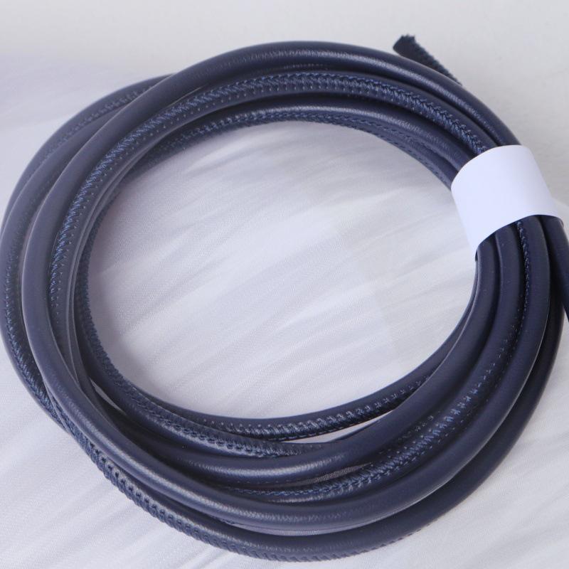 PU Leather Round Handle Strap with Lock Edge Stitching - DIY Traction Weaving Ornament E18