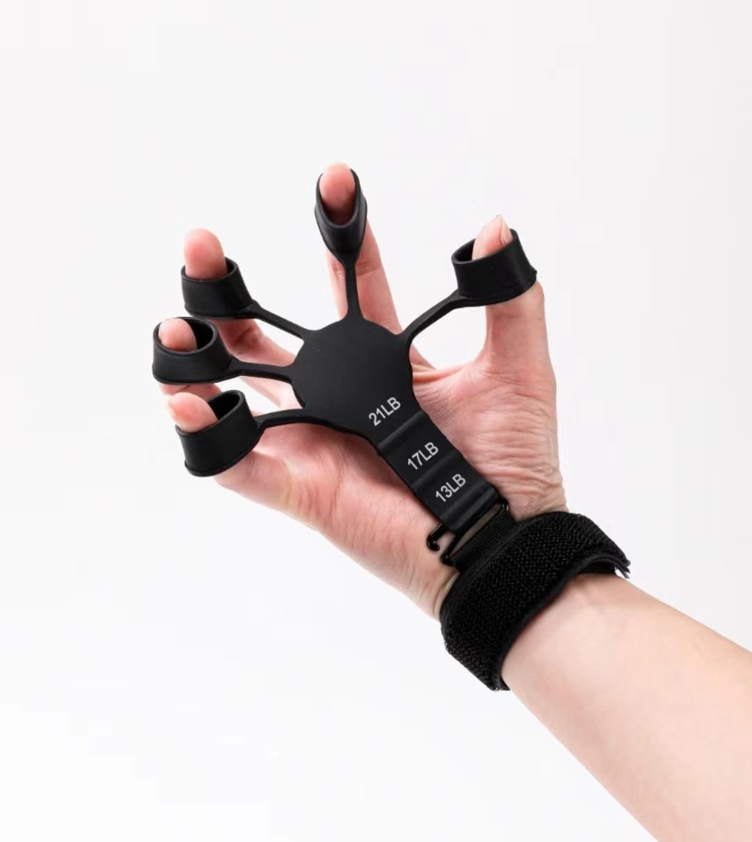 

Five-finger wrist pull-up exerciser - adjustable resistance from 9.98KG to 78.02KG, ergonomic grip strength чорний