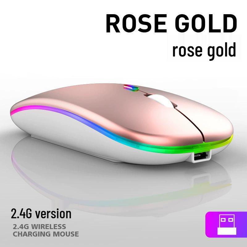 Dual-Mode Ultra-Thin Rechargeable Bluetooth Silent Mouse with Luminous Feature for Office and Tablet Use