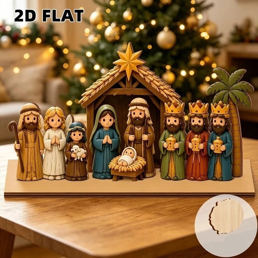 Christian Religious Figure Table Ornament Vintage Rustic Xmas Manger Scene Decor Study Decor