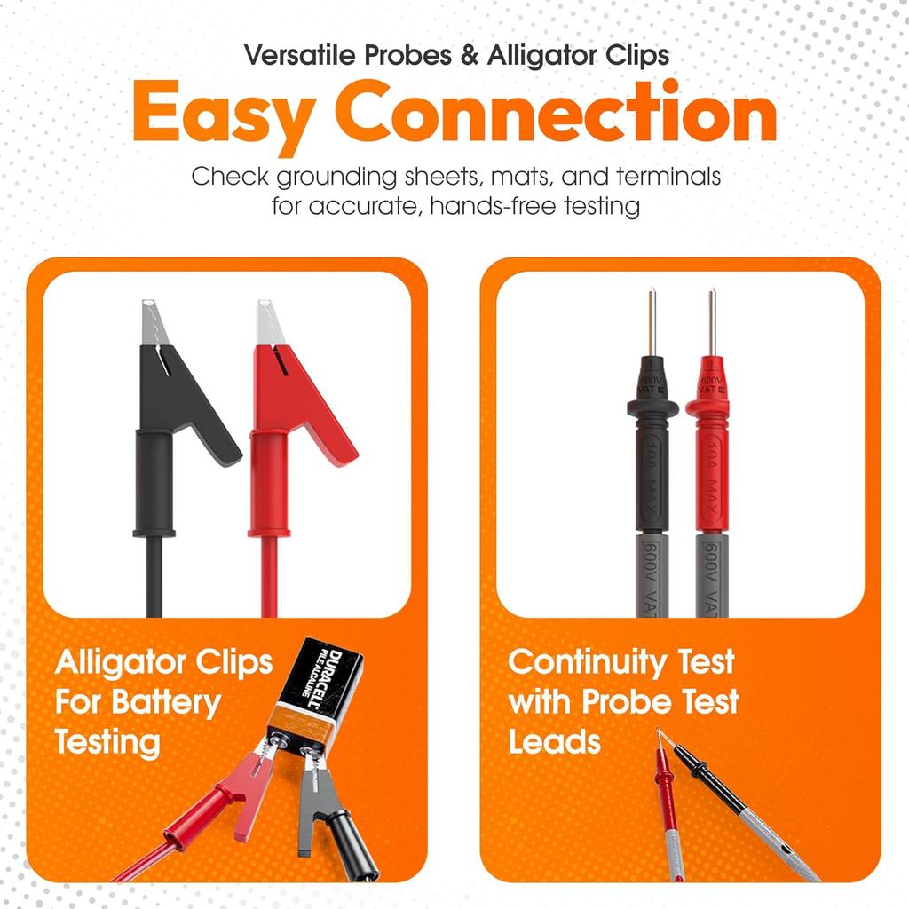 Auto-Ranging Digital Multimeter with Backlit LCD, Continuity Testing, Instructions Included