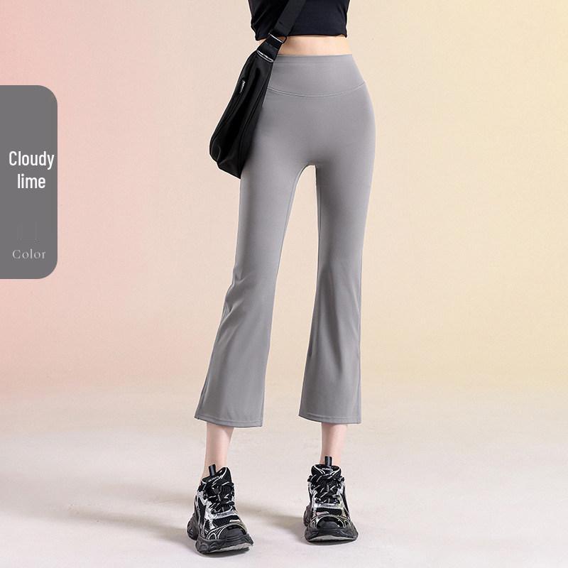 Women's Micro Flare Shark Pants: New 2026 Style - High-Waisted, Butt-Lifting, Abdomen-Tightening, Versatile, Loose Fit, Seven-Point Fitness Outerwear.